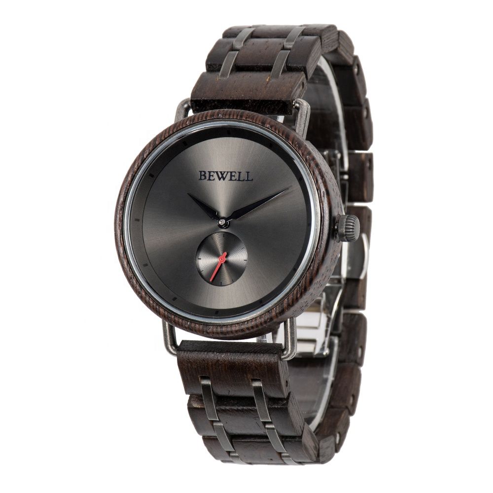 OEM stainless steel and wood private label wristwatches men watch