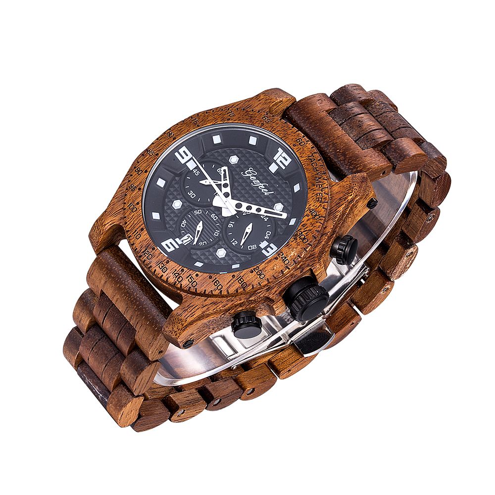 Shenzhen watch factory custom logo chronograph wood watch for men