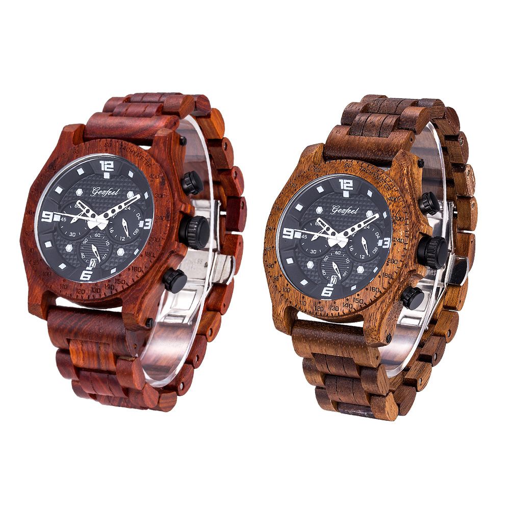 Shenzhen watch factory custom logo chronograph wood watch for men