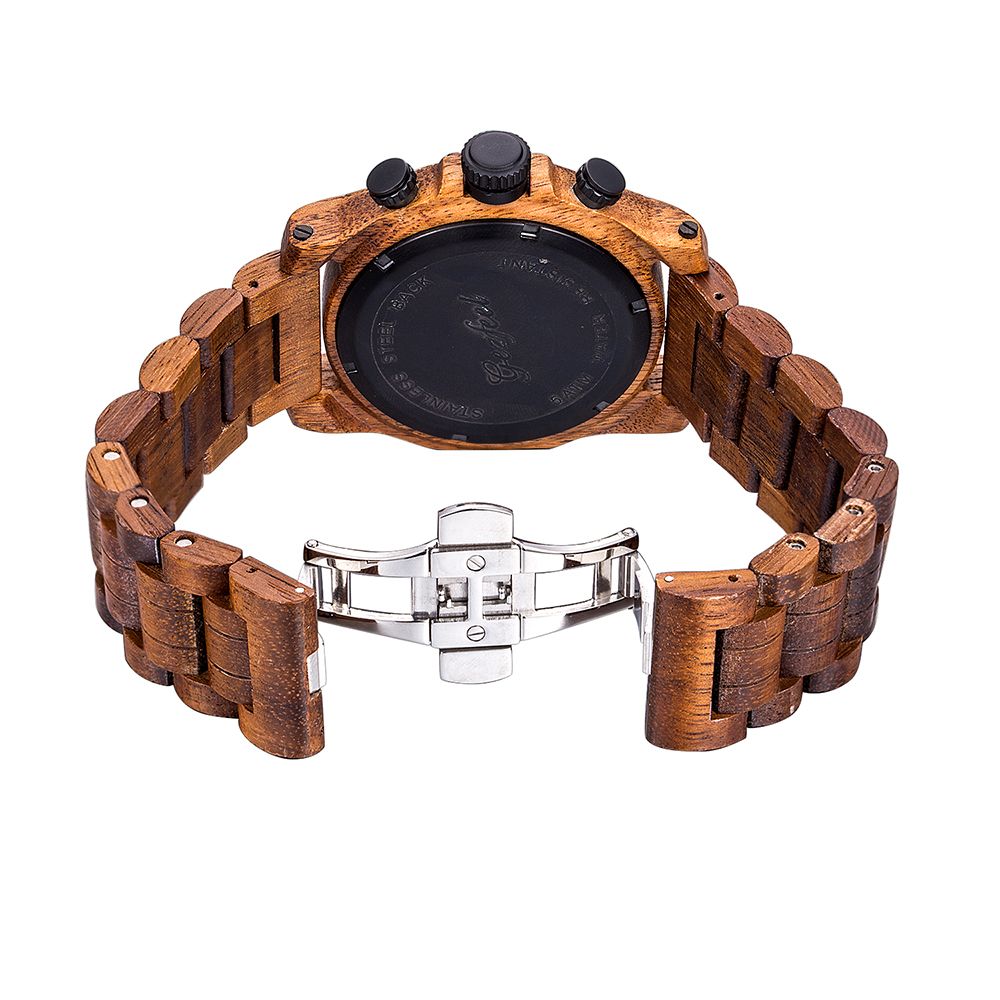 Shenzhen watch factory custom logo chronograph wood watch for men