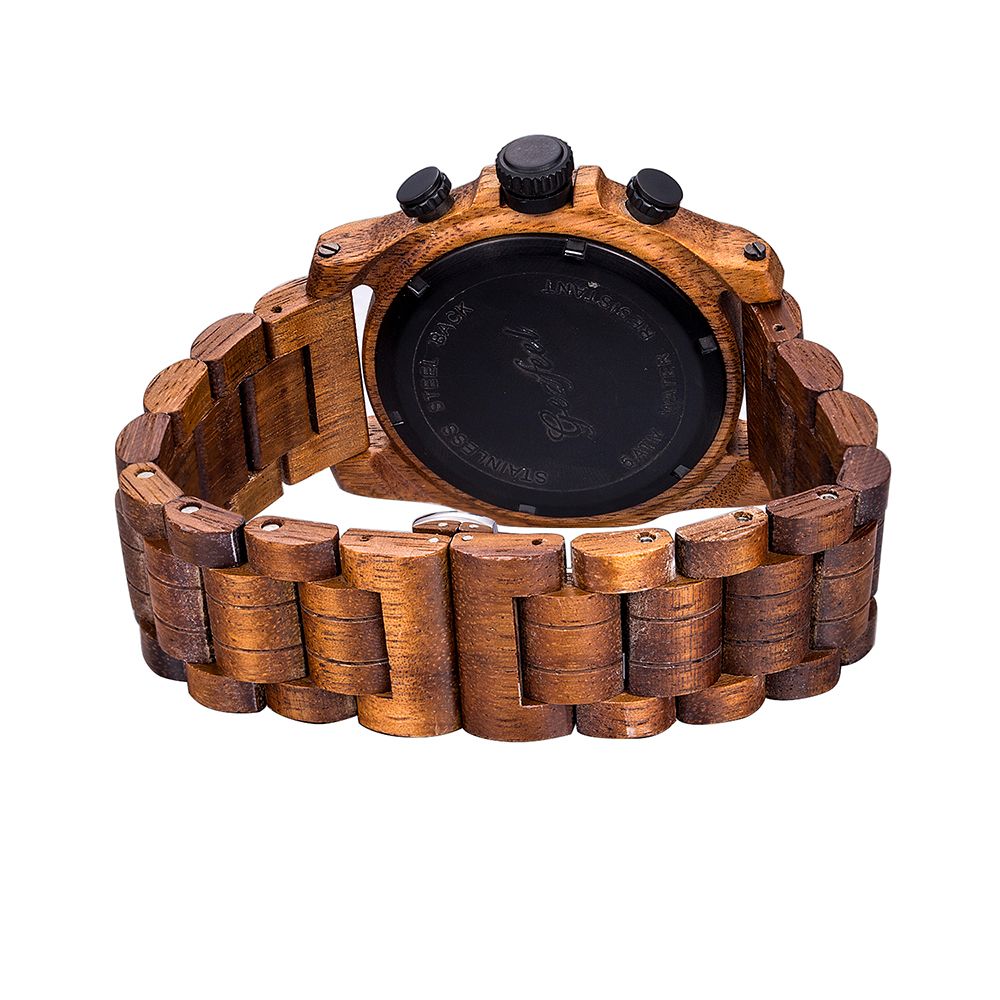 Shenzhen watch factory custom logo chronograph wood watch for men