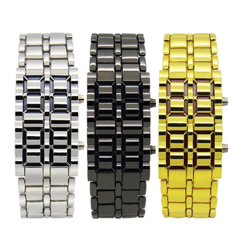 Custom Unisex Student Waterproof Electronic Binary LED Bracelet Couple Digital Watch As Gift 