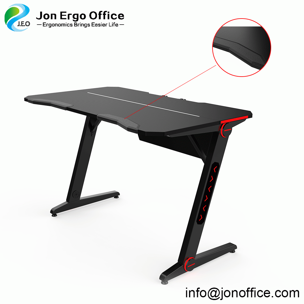 Z-Shaped Desk Home Office Computer Gaming Desk With RGB Light