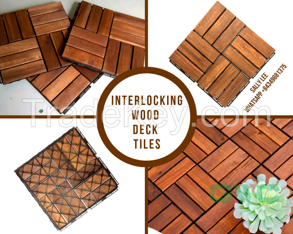 Interlocking Wood Deck Tiles 12 Set Best Choice For Garden 