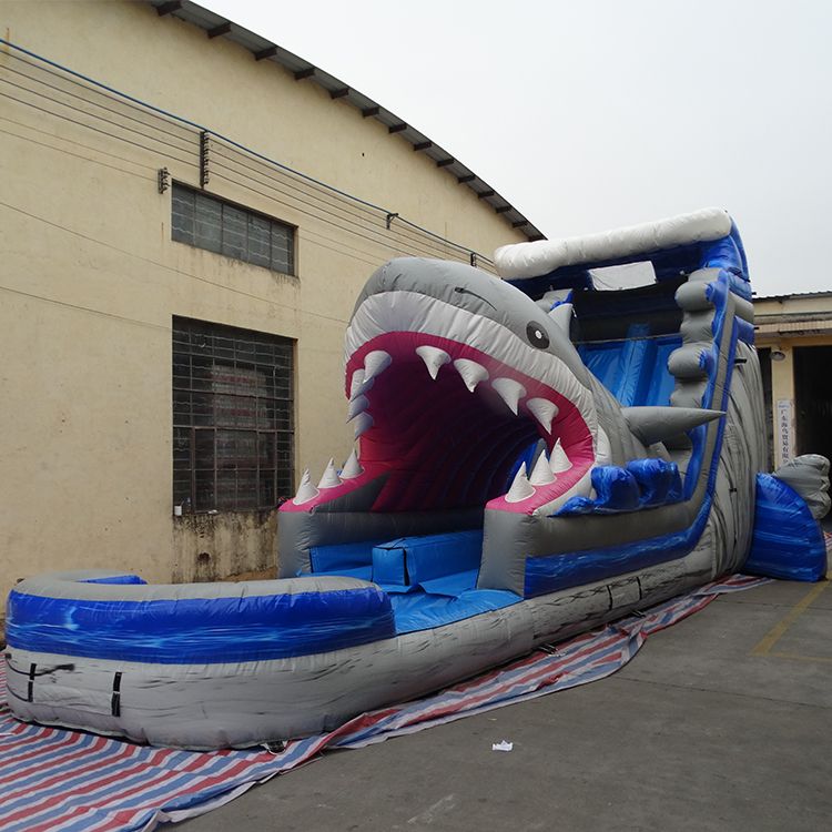 5006317- Inflatable Amusement Park Large Adult Inflatable Shark Water Slides for Kids