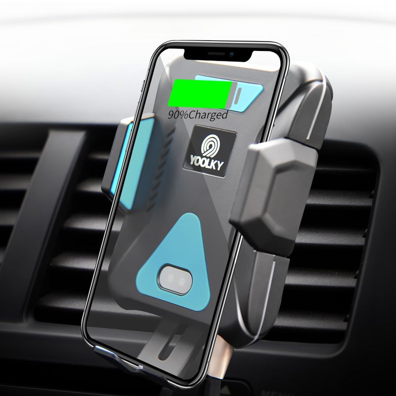 Wireless Car Charger Automatic Clamping Fast Charging Phone Holder Mount in Car