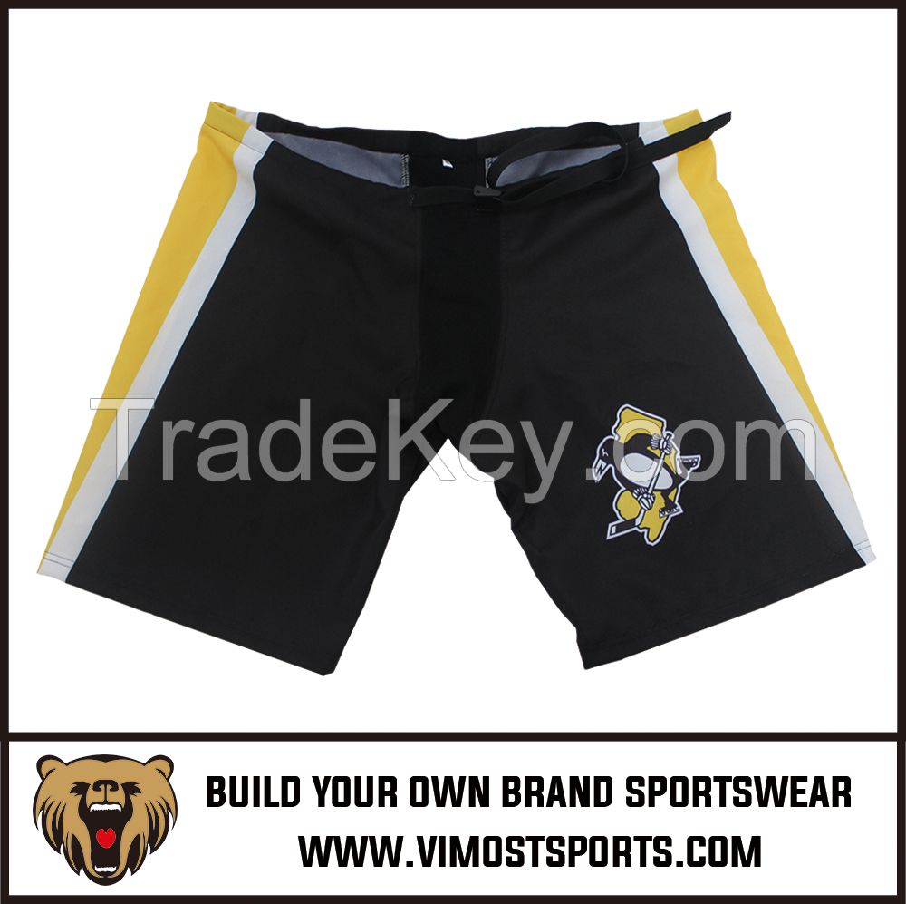 OEM 100% Polyester  Custom Sublimation Ice hockey shorts