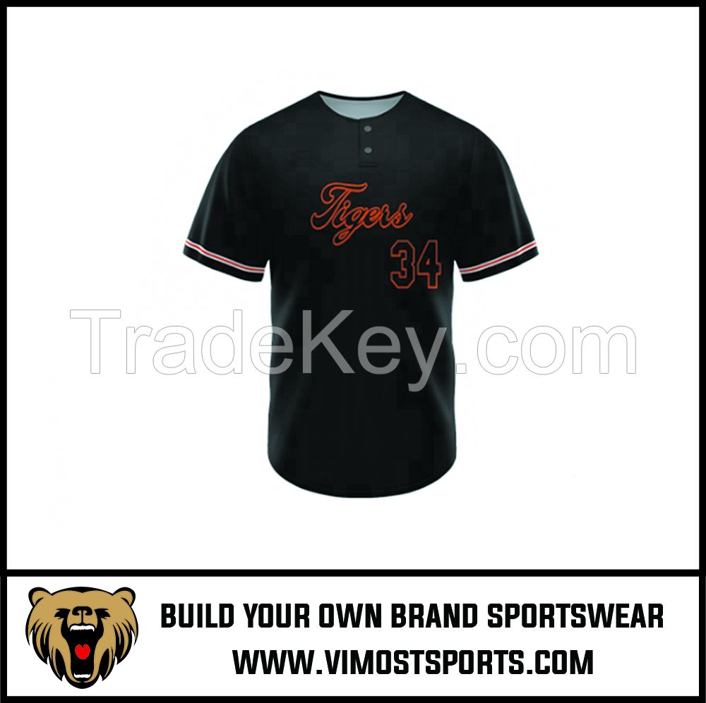 Polyester Custom Sublimation Two Buttons Men Baseball Jersey