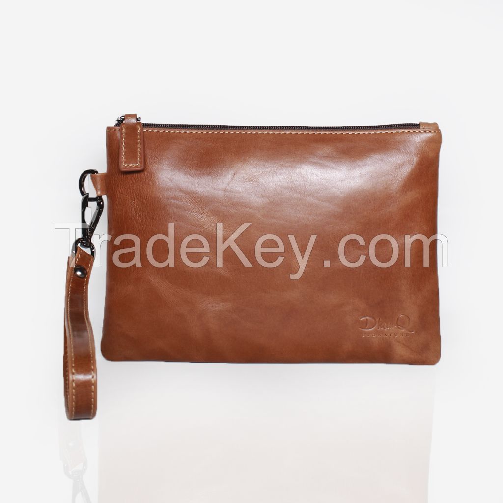 Leather Clutch - Havana