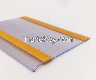 Pvc shelf talker strips adhesive clear price small label holder sign holders data strip for freezer 