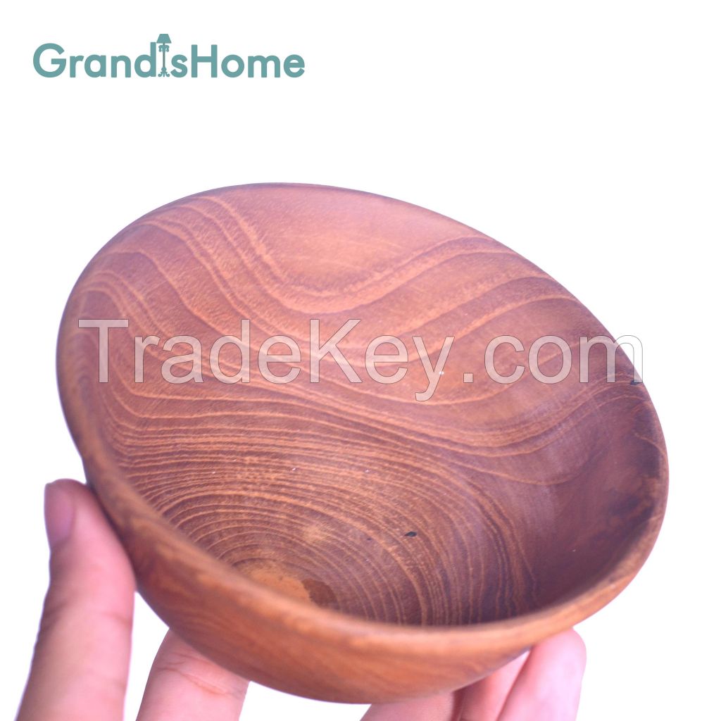 High Quality Teak Wood Cooking Serving Bowl OEM Bowl Set LOGO Wooden Bowl 