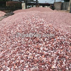 Pink pebbles for aquarium and garden paving