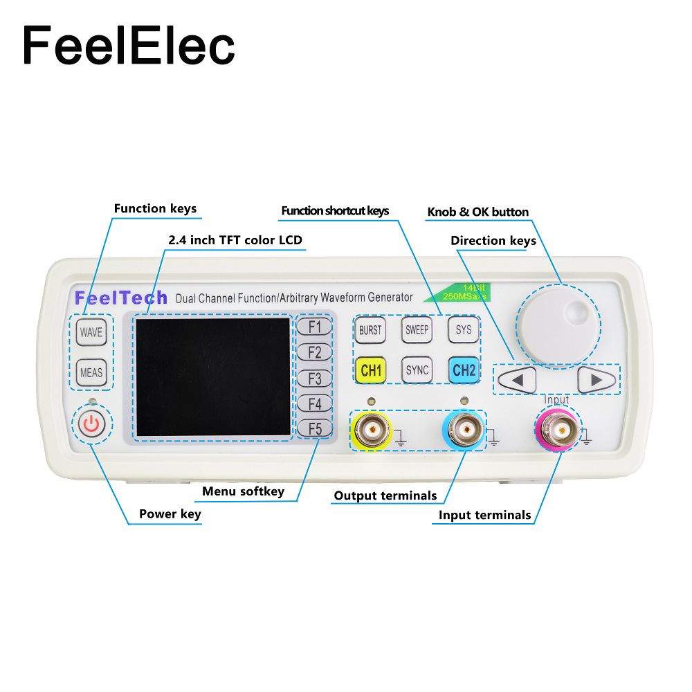 FeelElec Feeltech FY6600 0-60MHz High Precision Digital Control Dual-channel DDS Function/Arbitrary Signal Generator