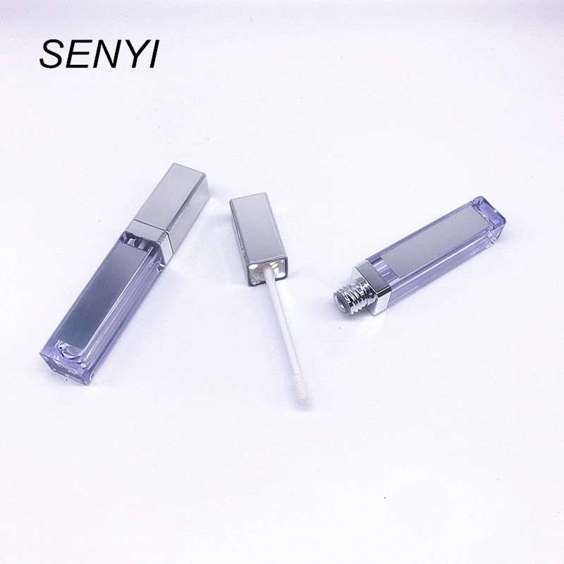 Bright silver high quality custom cosmetic packaging empty lip gloss t