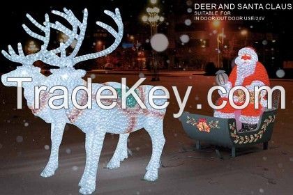 DEER AND Santa Claus 3D led Crystal Sculpture light