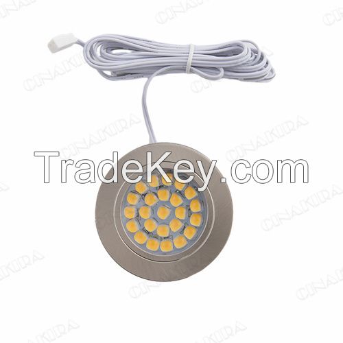 Dimmable recessed installtion 3w DC 12v led Puck/Under Cabinet Light led Spotlight Pure White or Warm White White Shell