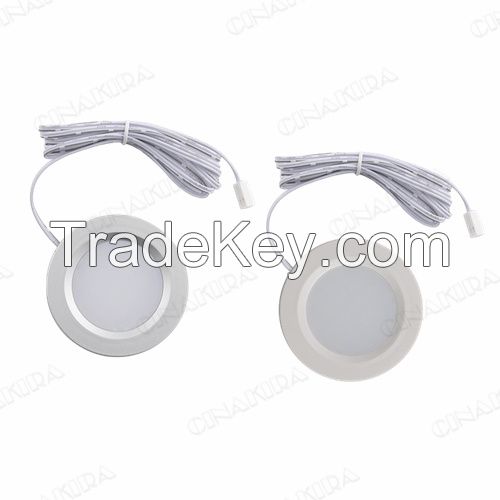 12v Round Ultra Thin 2.5w Warm White Cool White Led Under Cabinet Lighting Slim Aluminum Puck Lights For Counter Closet