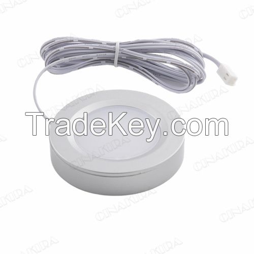 12v Round Ultra Thin 2.5w Warm White Cool White Led Under Cabinet Lighting Slim Aluminum Puck Lights For Counter Closet