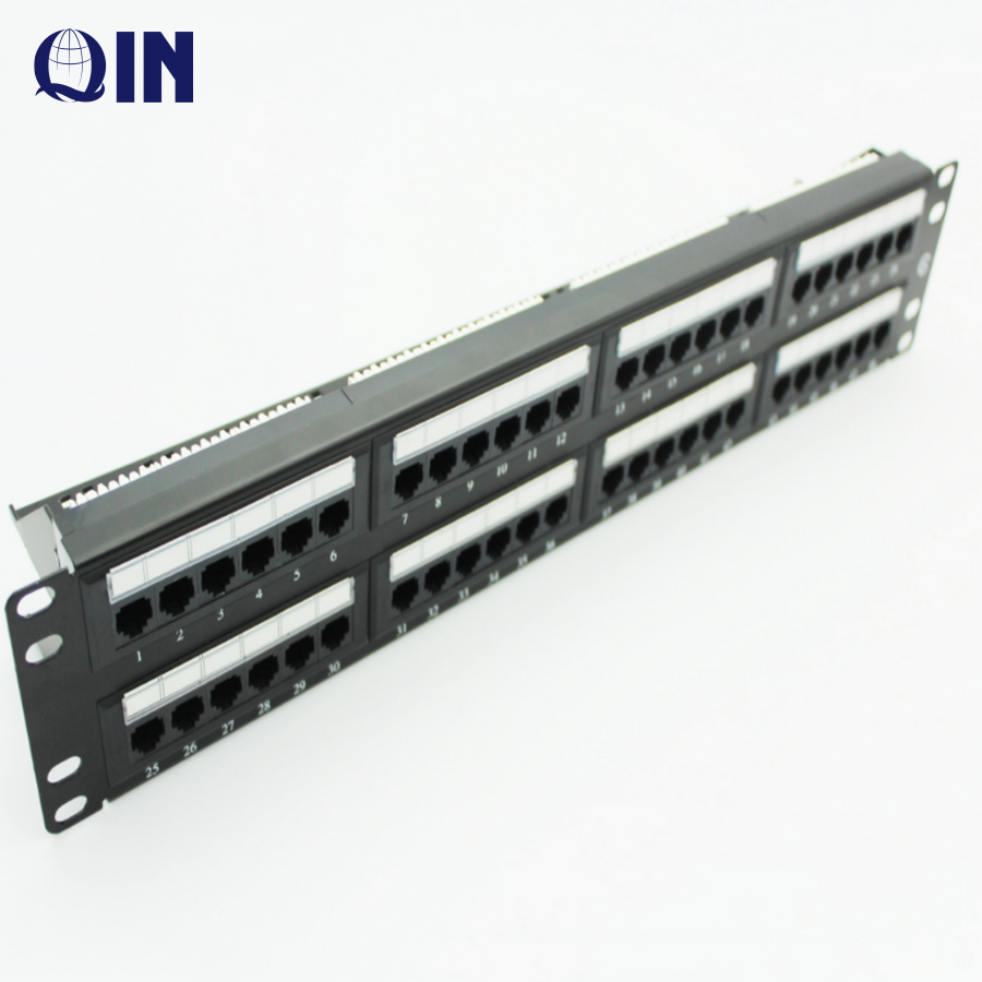 High Quality 19 Inch 2U 48 Port Cat6 Patch Panel With Dual IDC 