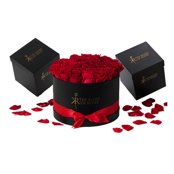 CUSTOMIZED BLACK ROUND PAPER GIFT BOX FOR FLOWER PACKAGING