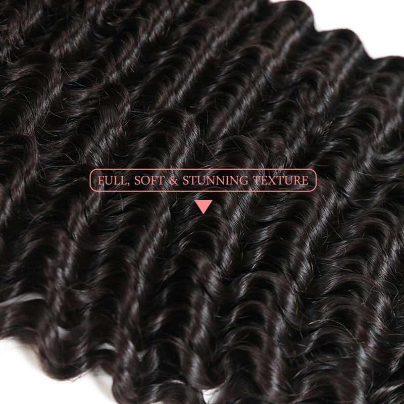 Wholesale human hair bundles with closure,deep wave hairstyles short