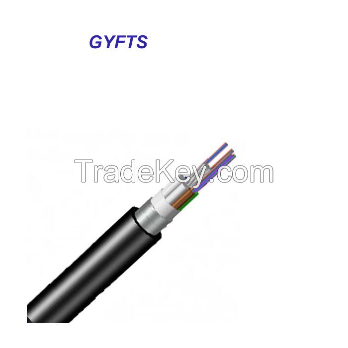 Manufacturer Supply 2 - 96 Core Direct Buried Steel Armored GYFTS Fiber Optic Cable with FRP