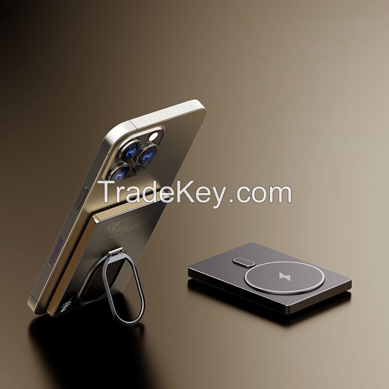 15W Wireless Power Bank with foldable metal kickstand