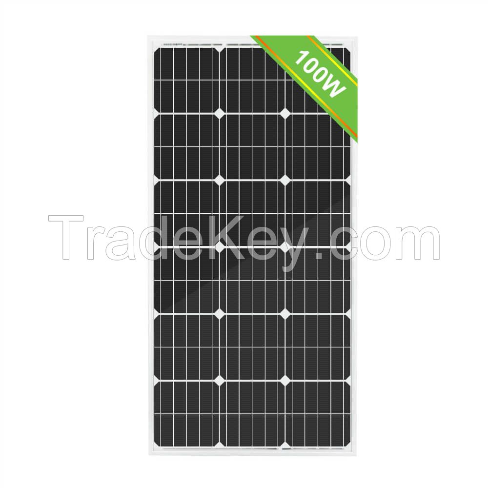 ECO-WORTHY 100 Watt Monocrystalline Solar Panel 12 Volts New Compact Design High-Efficiency Mono Module RV Marine Boat Off Grid