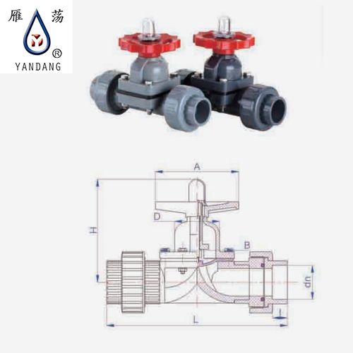 Durable PVC Union Diaphram Valve ASTM SCH80 for Industrial Use