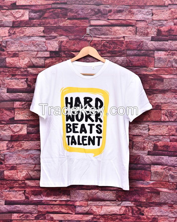 Hard Work Beats Talent Round Neck Printed T-shirt For Men