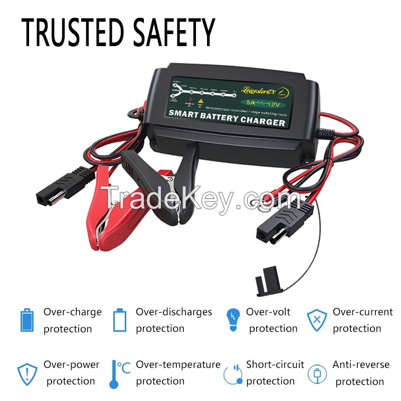 LST  5A  12V  7 stages  Vehicle /Car Battery  Charger