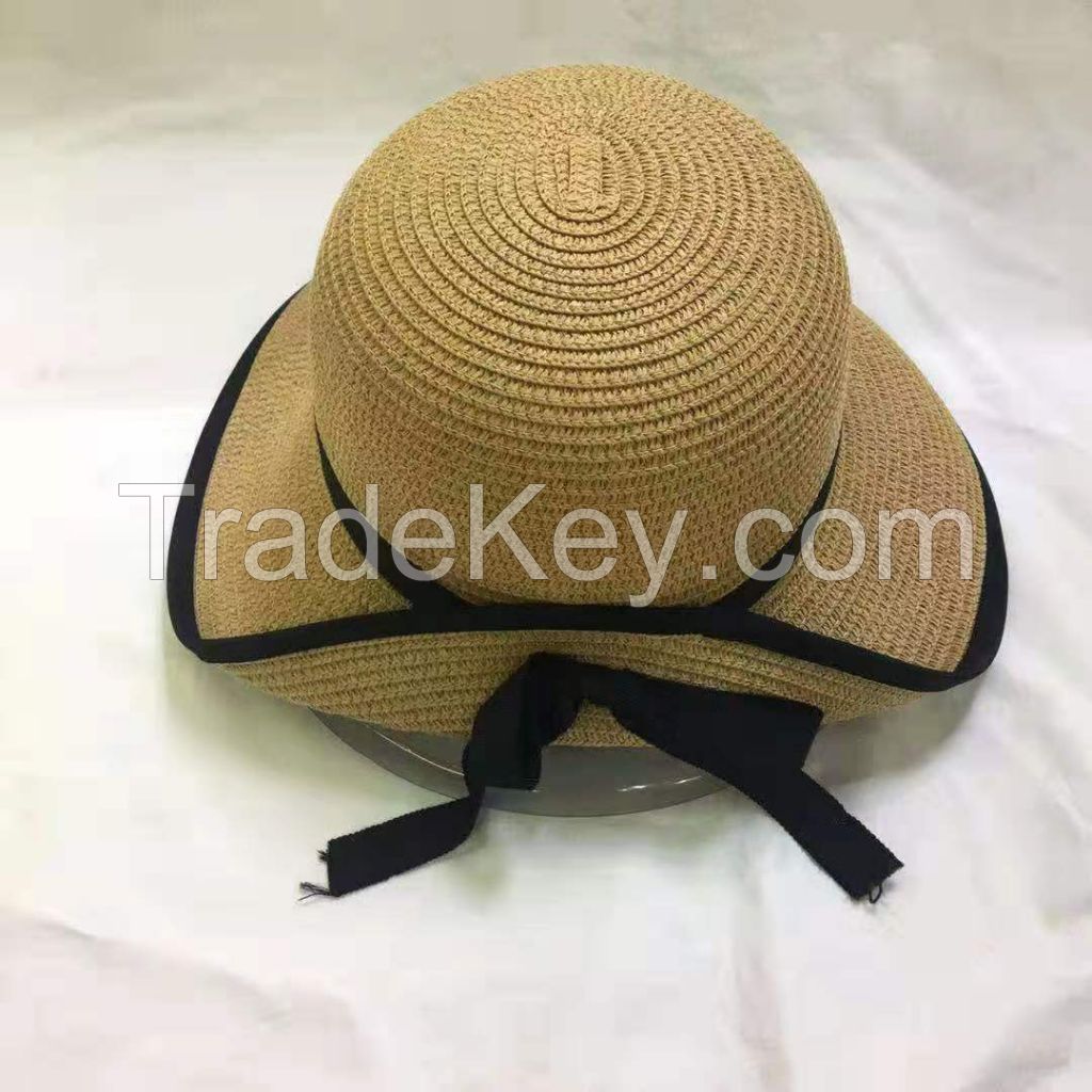 wholeseller fashion lady straw sun hats, trend women floppy beach hat, elegant paper hat, recycle customized fashion accessories