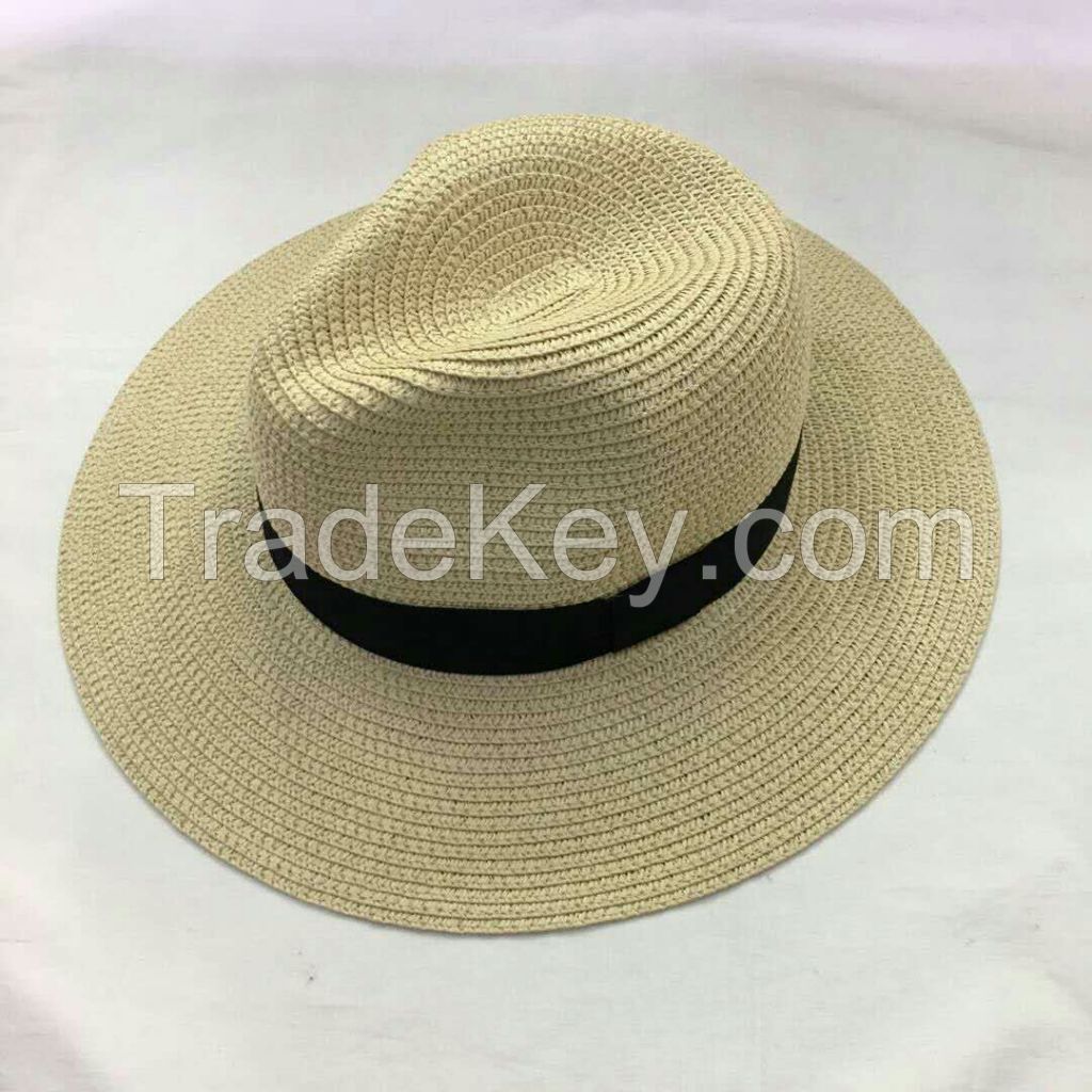 wholeseller fashion panama unisex straw sun hats, trend adult straw beach hat, elegant paper hat, recycle customized fashion accessories