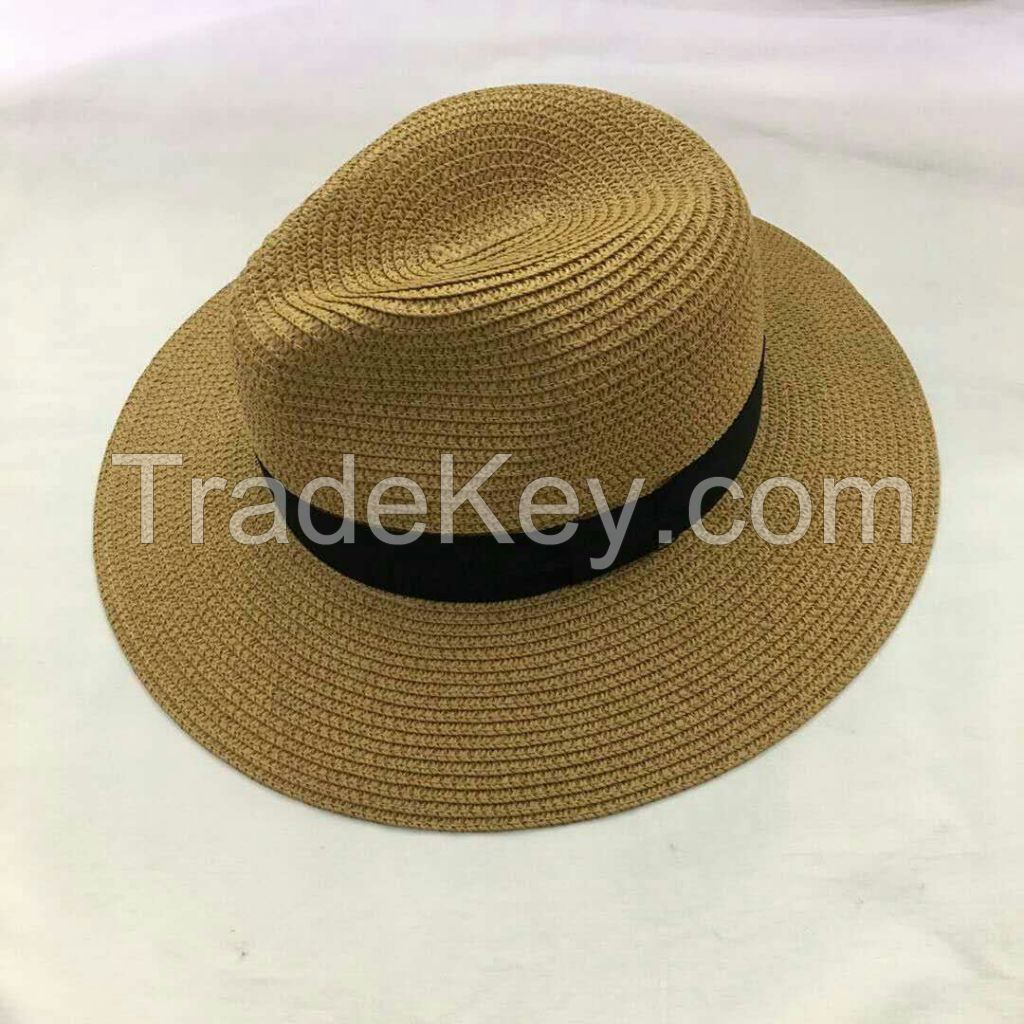 wholeseller fashion panama unisex straw sun hats, trend adult straw beach hat, elegant paper hat, recycle customized fashion accessories