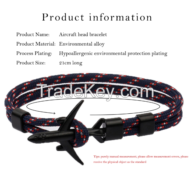 2020 Hot Sale Handmade Woven Airplane Buckle Bracelet, Mini Flight Attendants Gift Wrist Decoration Airplane Bracelet