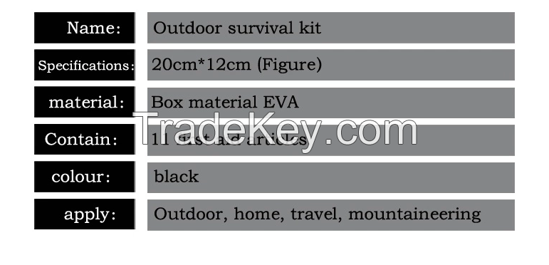 Women'S Fashion Camping Black Military Survival Kit, Hot Sale Cheapest Kit For Gift Custom Logo Outdoor First Aid Kit