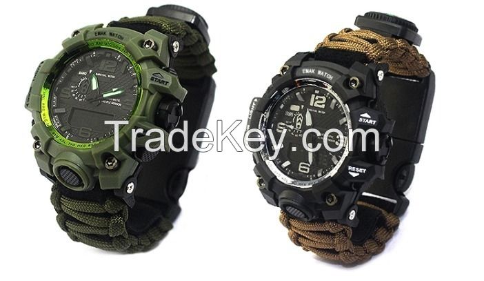 Whistle watch paracord thermometer whistle outdoor paracord watch