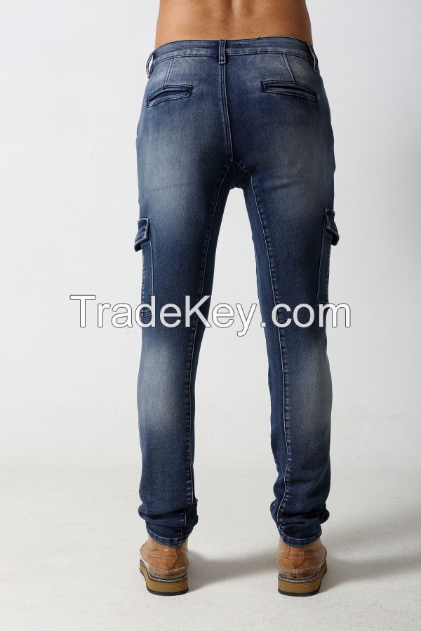 Men's slim blue cargo pant