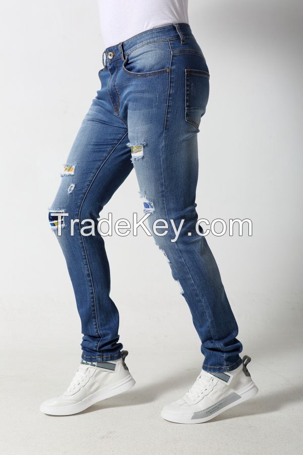 Men's Skinny jeans with distressed and patches