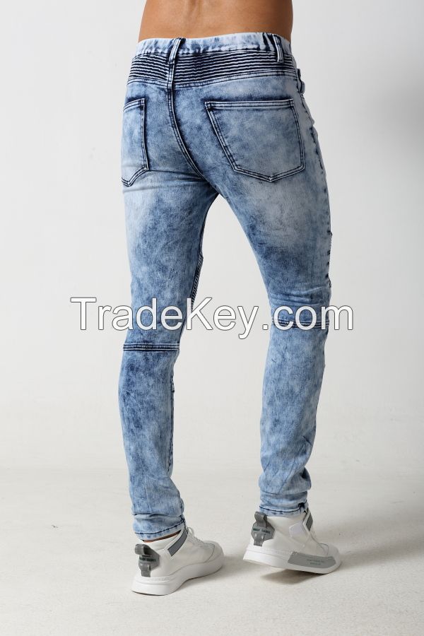 Men's light skinny biker denim jogger