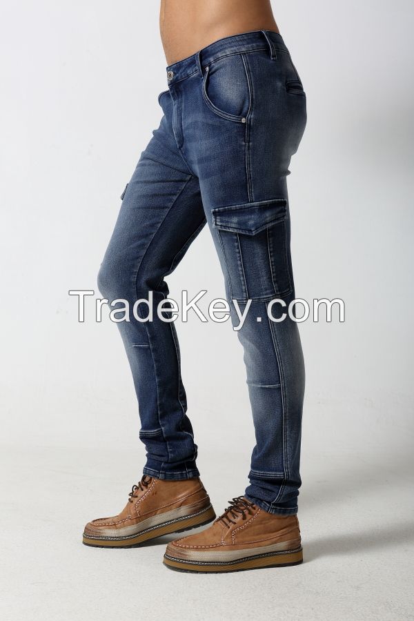 Men's slim blue cargo pant