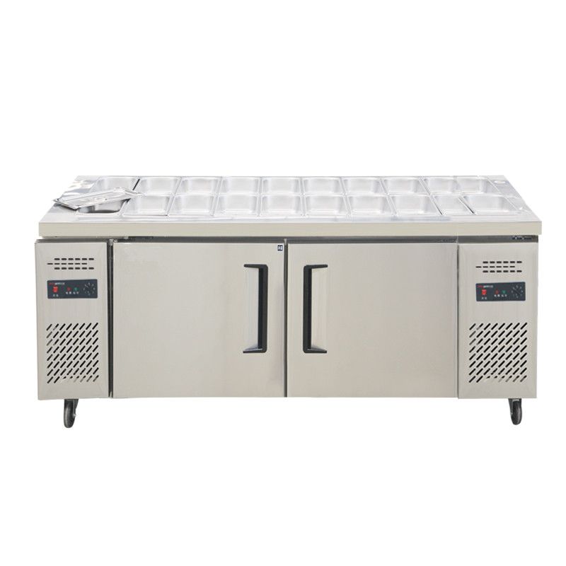 Wholesale Price Salad Bar Display Counter Worktable Freezer With Trays