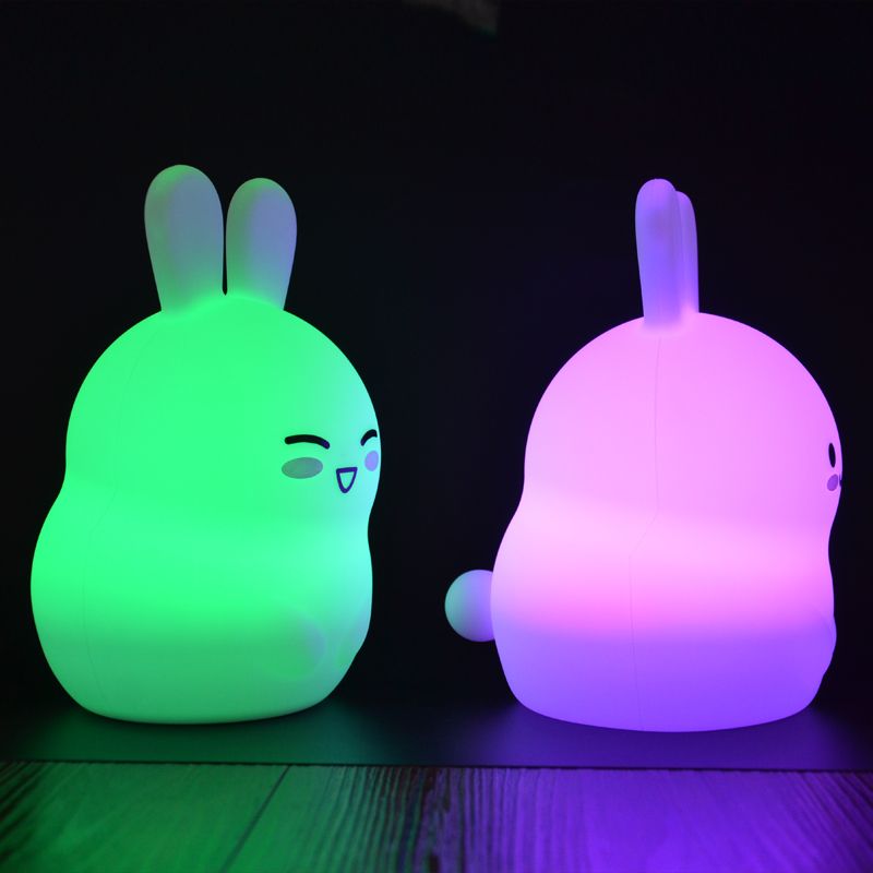 Night Light Silicone Rabbit Remote Control And Sensor Touch Changing Color Night Lamp 