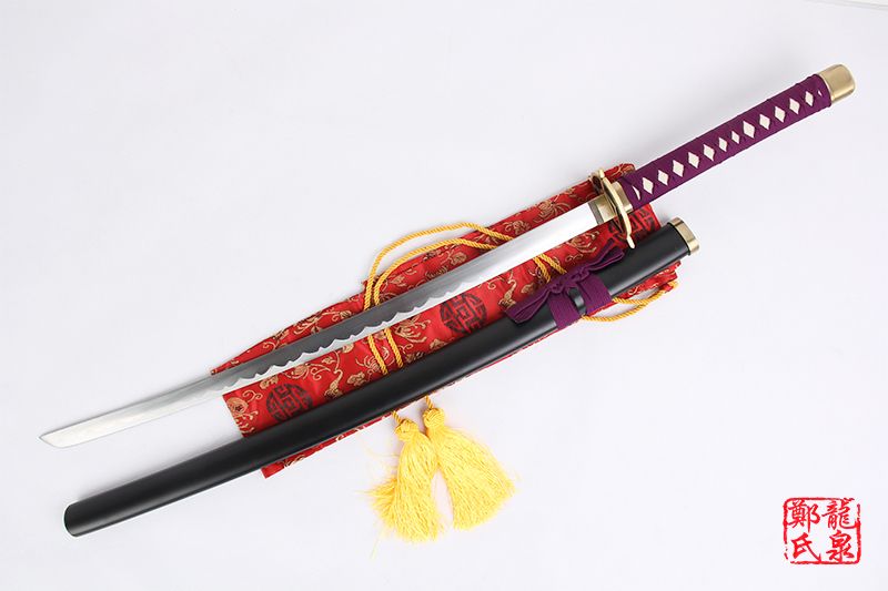 Cosplay swords japanese katana samurai For Bleach Anime Muramasa Kmga Kuchiki Kogar carbon steel blade purple rope prop No Sharp