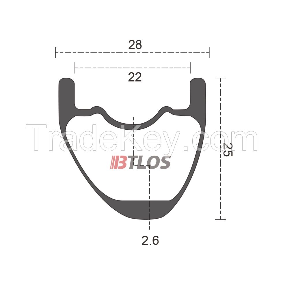 BTLOS M-i22A Asymmetric mountain bike XC trail carbon rim