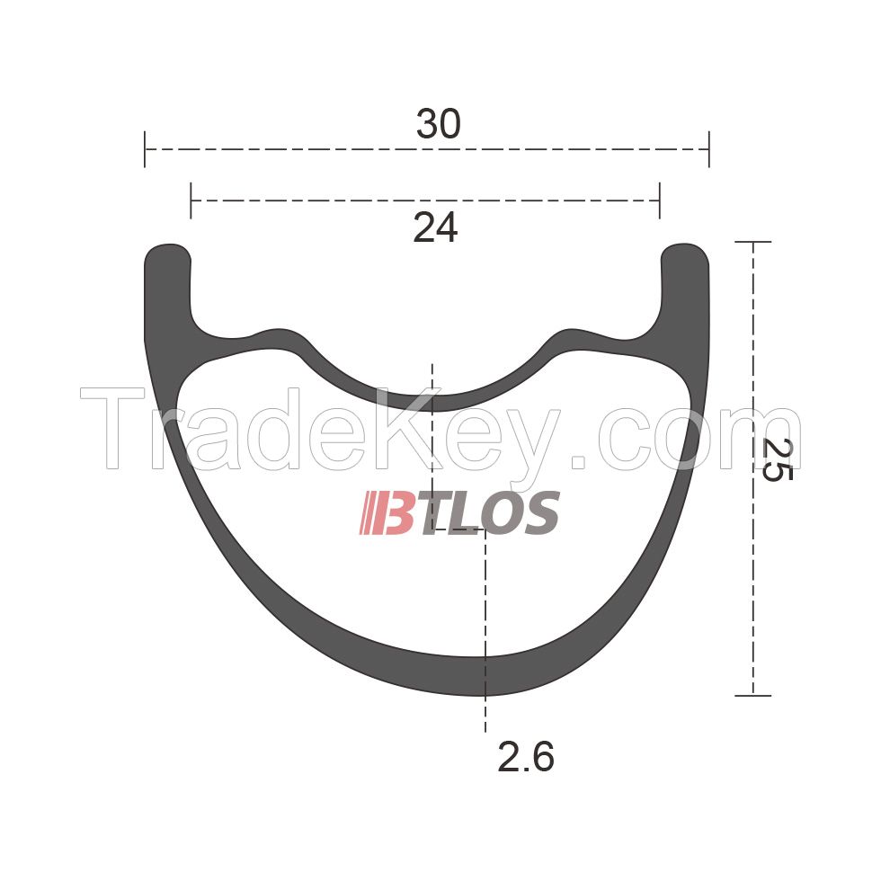 BTLOS M-i24A 30mm width Asymmetric carbon XC Trail All mountain bicycle rims