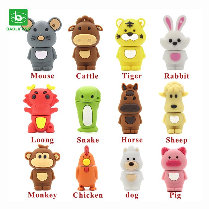 Wholesale Pendrive 4GB 8GB 16GB 32GB Cartoon 3D Animal USB Flash Drive