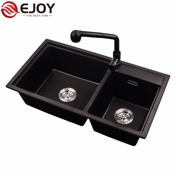 EJOY High Quality Factory sale double bowl composite granite sink with good price quartz sink oem