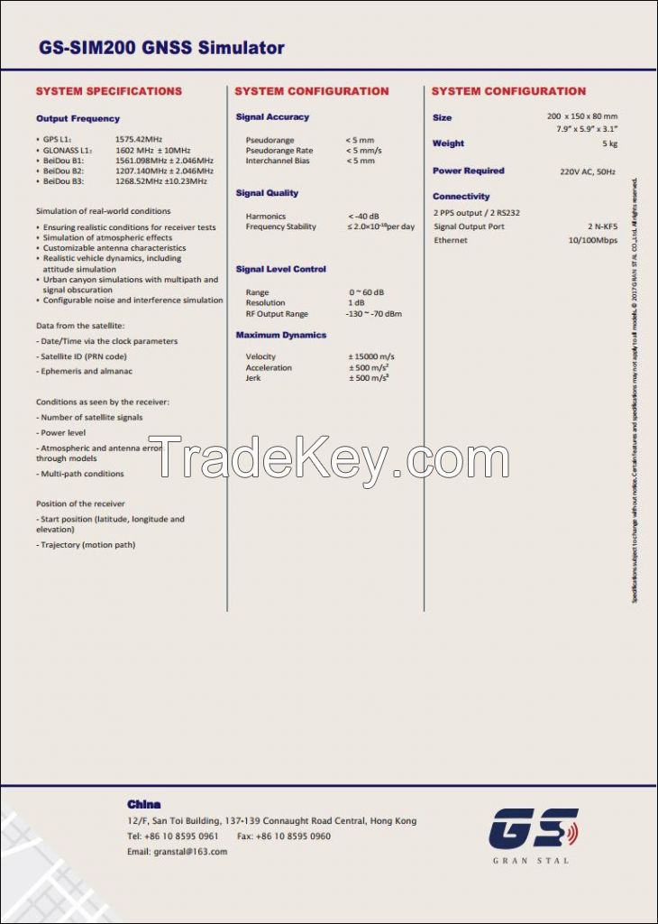 GPS/BD/GLONASS Signal Generator