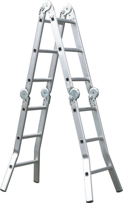 Aluminum multipurpose ladder with handrail hinge folding adjustable unique foot design non-slip foot EN131 